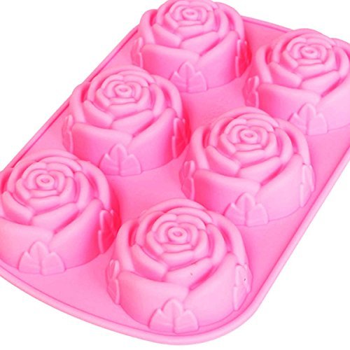 "6 Rose Silicone Muffin Cup Cake Jelly Baking Mould DIY Pudding Soap Mold" shopping N2