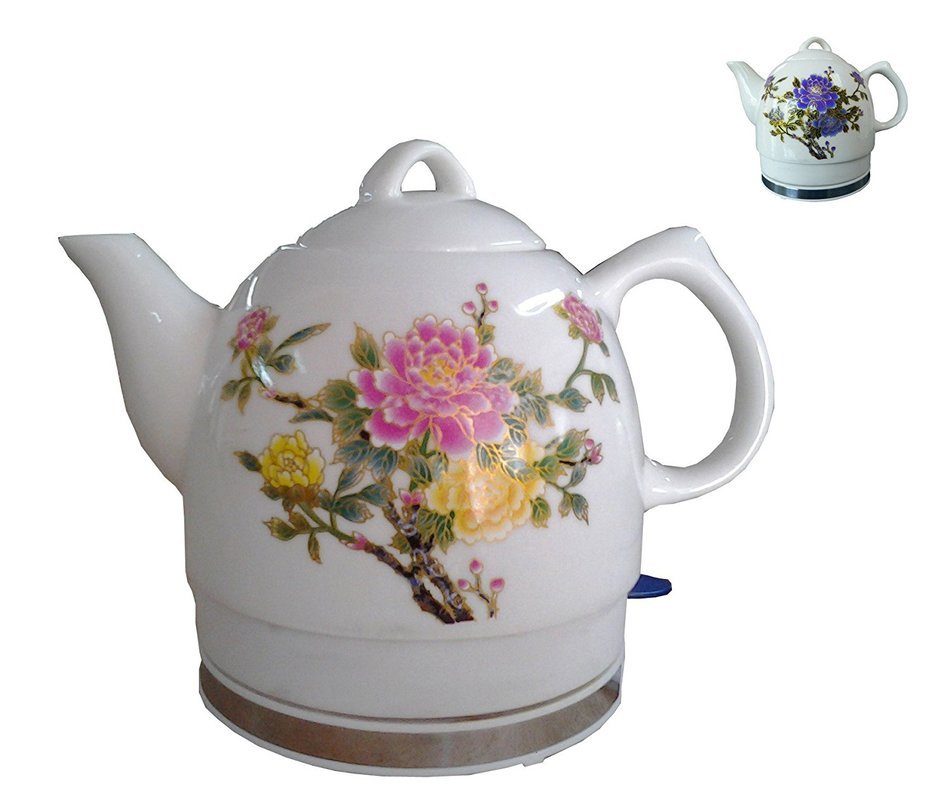 Fixture Displays Ceramic Electric Kettle with Peony Flower Pattern Two-tune No-Plastic Parts 15000 15000