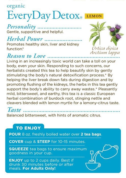 Traditional Medicinals Organic Everyday Detox Lemon Tea, 16 Tea Bags N4