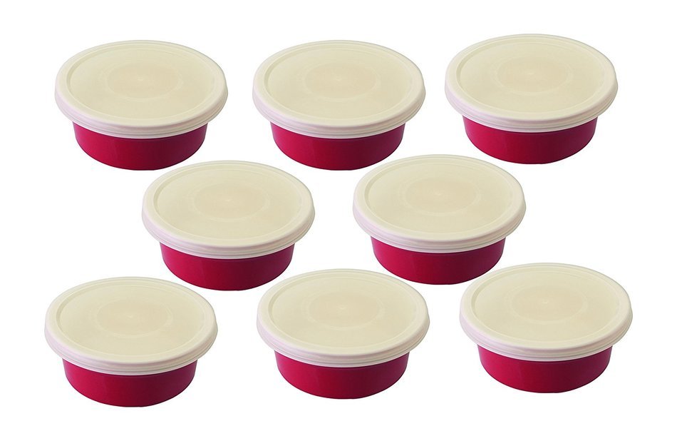 BergHOFF 8 Piece Geminis Round Covered Dish, 5.75" x 2.5", Red