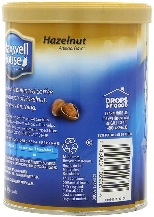 Maxwell House Hazelnut Ground Coffee, 11-Ounce Cannister (Pack of 3) N2