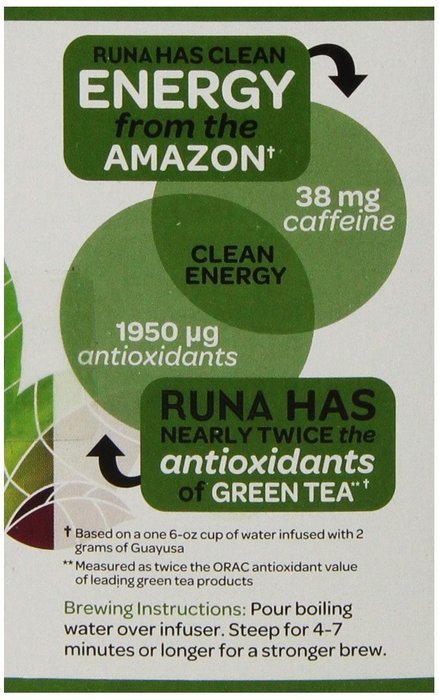 RUNA Clean Energy, Traditional Guayusa Tea, 16-Count Tea Bags N11