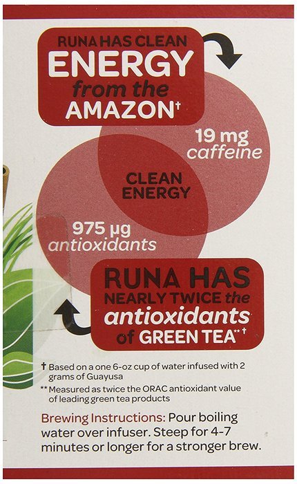RUNA Clean Energy, Traditional Guayusa Tea, 16-Count Tea Bags N13