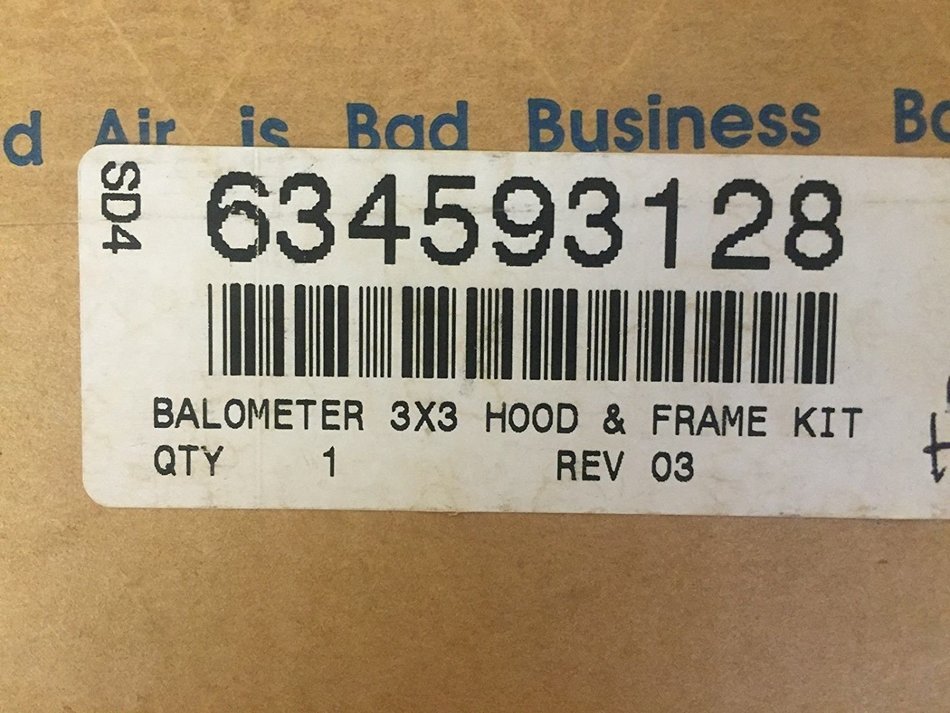 NEW ALNOR BALOMETER HOOD & FRAME KIT 634593128 3X3 REV 03 3FT X 3 FT