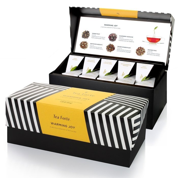 Tea Fort&eacute; Warming Joy Presentation Box Featuring Seasonal & Festive Tea Blends - 20 Handcrafted Pyramid Tea Infusers N3