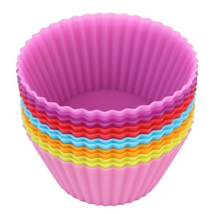 12pcs/pack 2.8inch Soft Silicone Cake Muffin Chocolate Cupcake Bakeware Baking Cup Mold Multicolor N5