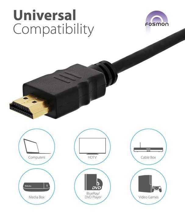 HDMI Cable, HDMI Cable 10 FT, Fosmon Gold-Plated High Speed HDMI Cable [4K Resolution | Support 3D | Ethernet... N17