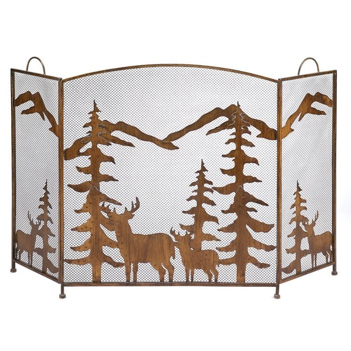 Home Locomotion Rustic Forest Fireplace Screen N2