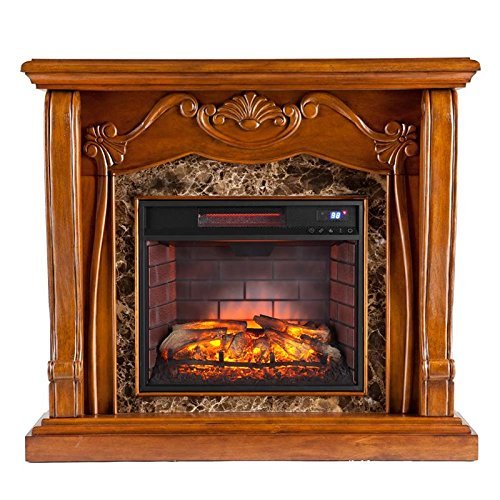 Southern Enterprises Cardona Infrared Electric Fireplace in Walnut N8