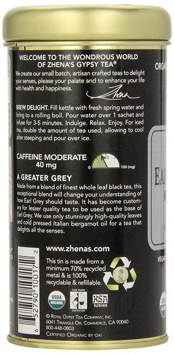 Zhena's Gypsy Tea, Earl Greater Grey, 22 Count Tea Sachets N7