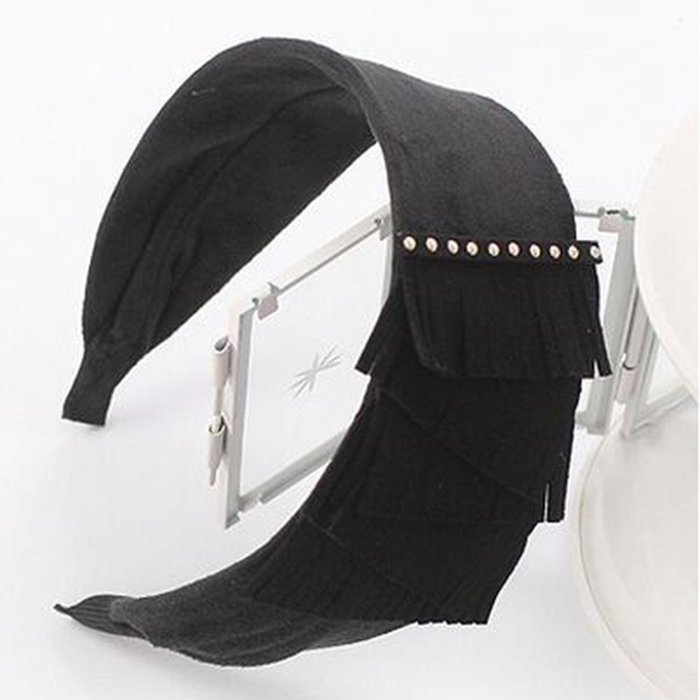 Yaheeda Women Hair Band,Tassels Bling Crystal Solid Headband for Women and Girls,Grey N10