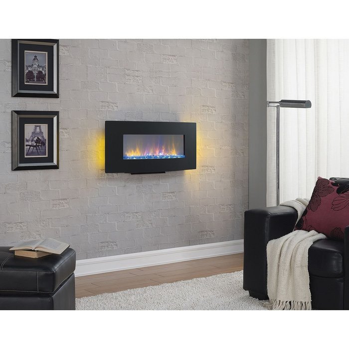 Twin-Star International 34" Wall-Mounted Infrared Quartz Fireplace, Black N2