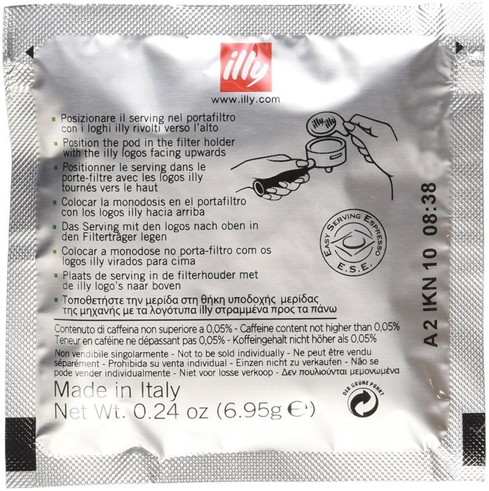 Illy Caffe Espresso Pods (Decaffeinated, Green Band) 18 Count Box N3