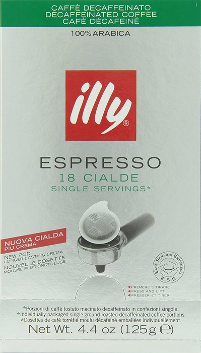 Illy Caffe Espresso Pods (Decaffeinated, Green Band) 18 Count Box N4