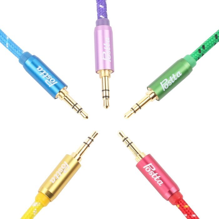 Postta 3.5MM Braided Stereo Audio cable(6 Feet)Dual-shielding Male to Male AUX Cable for car stereos,Smartphones... N15