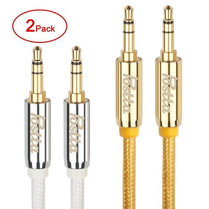 Postta 3.5MM Braided Stereo Audio cable(6 Feet)Dual-shielding Male to Male AUX Cable for car stereos,Smartphones... N16
