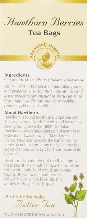 Celebration Herbals Organic Hawthorne Berries Tea Caffeine Free -- 24 Herbal Tea Bags N2