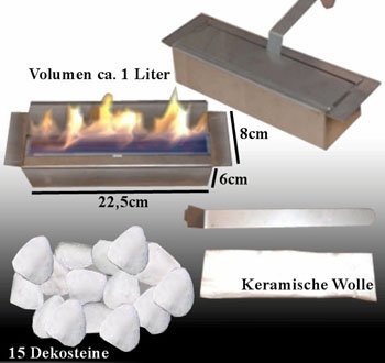 Gel + Ethanol Fire-Places Emily Deluxe Inclusive: 1 Adjustable Stainless-Steel Burner White N7