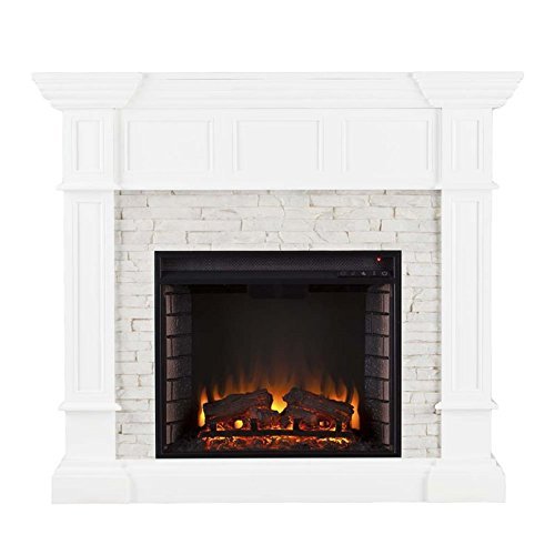 Southern Enterprises Merrimack Corner Electric Fireplace in White N2