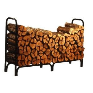 Black Steel Face Cord Firewood Storage Rack / Log Holder -- 8 Foot