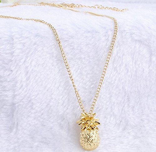 Tiny Pineapple Fruit Cute Charm Long Chain Necklace Summer Jewelry Gold Plated