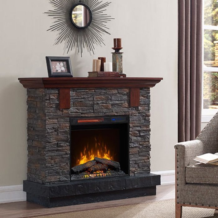 Cautis Rustic 52" Stone Infrared Fireplace
