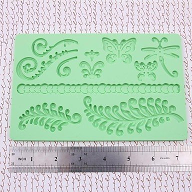 QINF DIY Fondant Cake The leaves, Butterflies And Dragonflies Decorating Silicone Embossing Mold N2