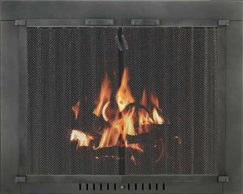 Stoll Philadelphia Premium Bi-Fold Glass Fireplace Door 35" x 28" Matte Black Finish