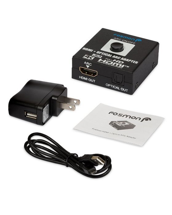 Fosmon HDMI to HDMI ARC Adapter + Optical Audio Extractor Converter [Supports 1080p, 4K, 3D] Includes: HDMI ARC... N3