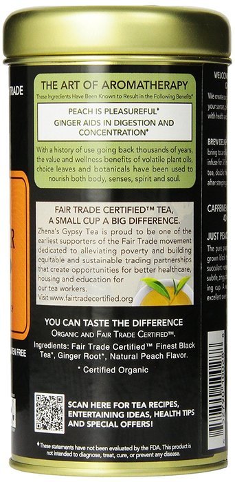 Zhena's Gypsy Tea, Peach Ginger,1.55 oz(44g), 22 Count Tea Sachet N5