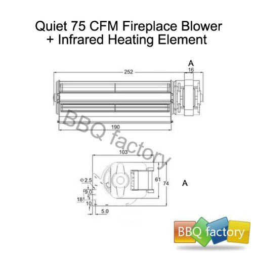 bbq factory Replacement Fireplace Fan Blower + Heating Element for Heat Surge Electric Fireplace N2