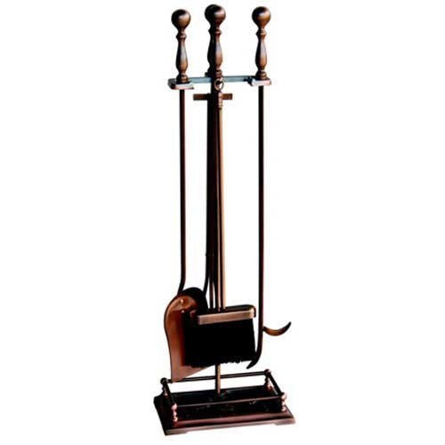 Uniflame 5 Piece Satin Copper Fireset with Dancing Lady Base
