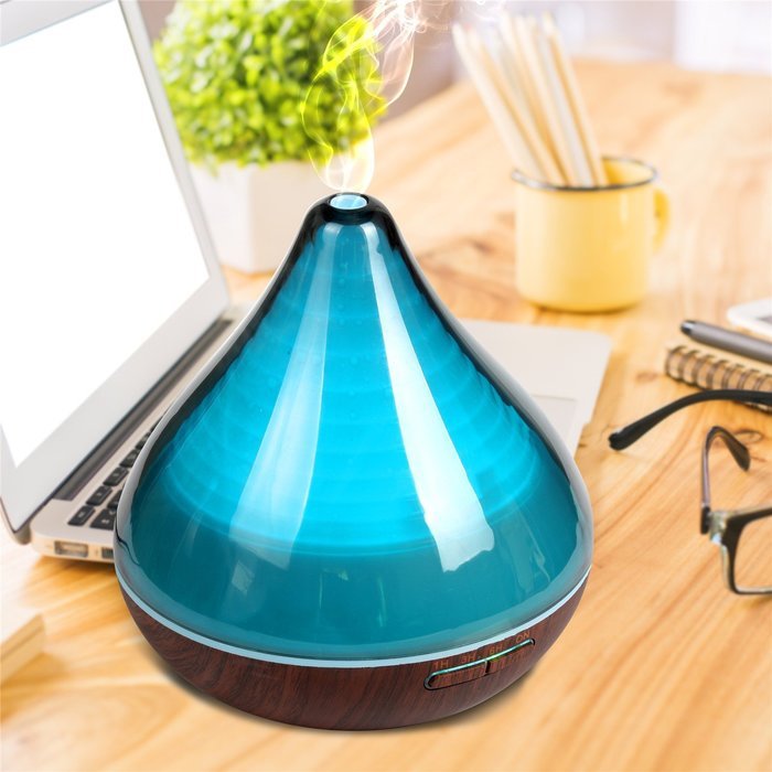 BlueFire 300ml Aroma Essential Oil Diffuser, Wood Grain Ultrasonic Cool Mist Humidifier for Office Home Bedroom... N4