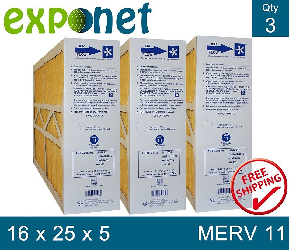 M1-1056 GENUINE ORIGINAL 16x25x5 (Actual Size: 15-3/8 X 25-1/2 X 5-1/4) MERV 11 GOODMAN, ELECTRO-AIR, FIVE SEASONS...