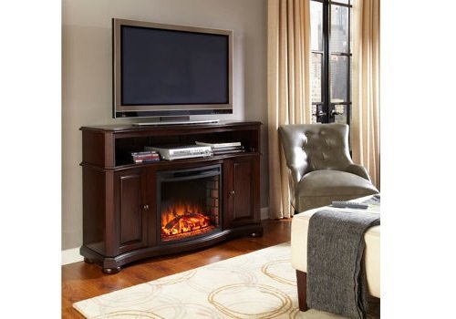 Merrill Media Electric Fireplace Heater Ventless Merlot Dark Wood Living / Bed Room TV Stand (Merlot) N6