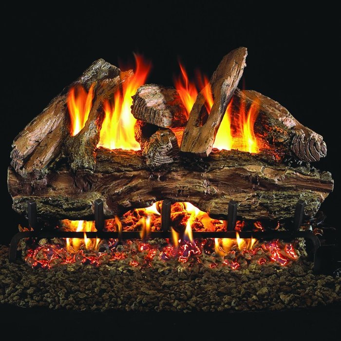 Peterson Real Fyre 24-inch Red Oak Log Set With Vented Propane Ansi Certified G46 Burner - Electronic On/Off Remote N3