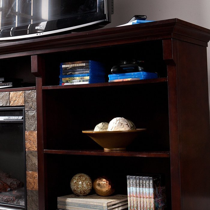 Upton Home Ennis 62-inch Espresso Bookshelf Electric Fireplace N3