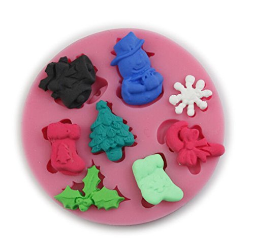 Autek Xmas Snowmen Sock Cake Fondant Sugar Craft Cake Decorating Silicone Mold #134