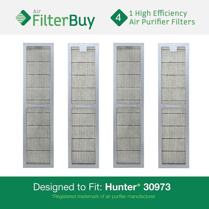 4 - Hunter 30973 Air Purifier Replacement Filter. Designed by FilterBuy to fit Hunter Models 30890 & 30895.