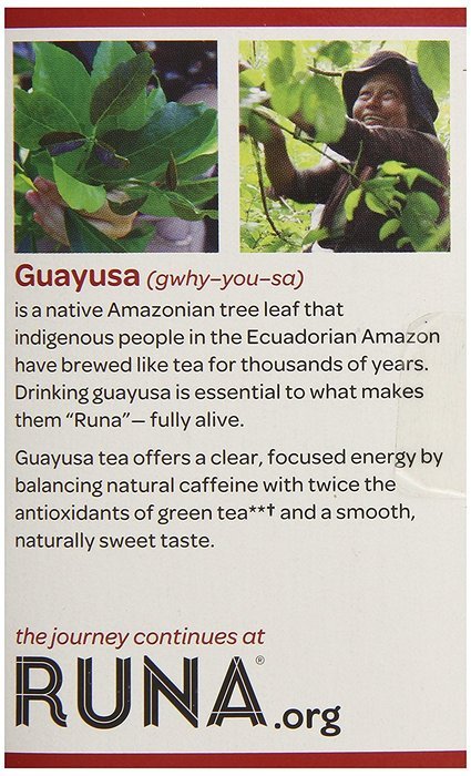 RUNA Clean Energy, Traditional Guayusa Tea, 16-Count Tea Bags N18