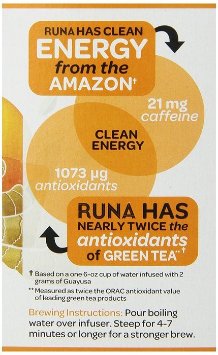RUNA Clean Energy, Traditional Guayusa Tea, 16-Count Tea Bags N20