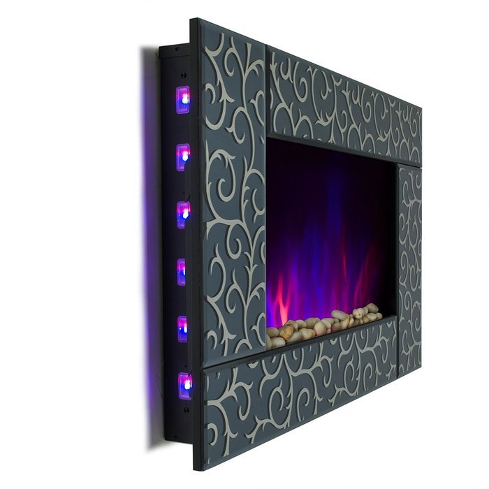 AKDY Wall Mount 36" 1500W Adjustable Heater Log Pebble 2 in 1 Electric Fireplace w/ LED Backlights Log Set 2 Setting... N3