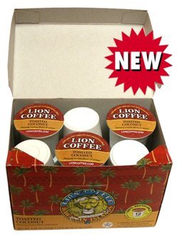 Lion Coffee Toasted Coconut for Keurig K-cup Machines (12 Cups/box) N4