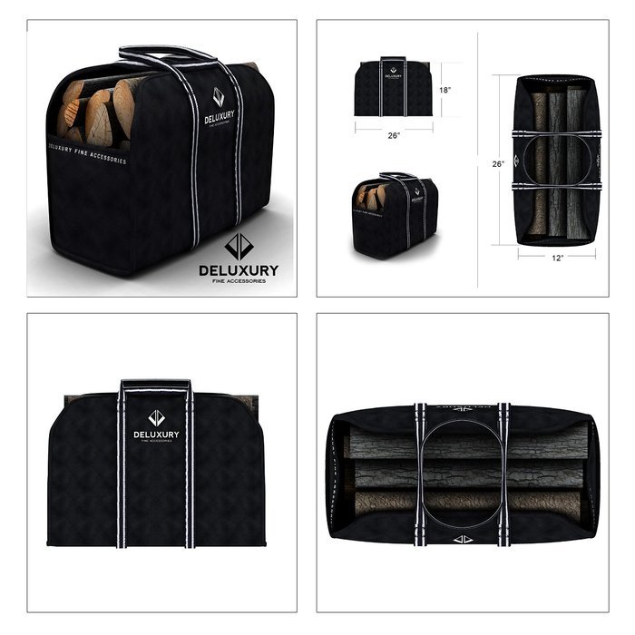 Firewood Carrier - Deluxury Fireplace Accessories: Max Load Canvas Log Tote and Bag N2