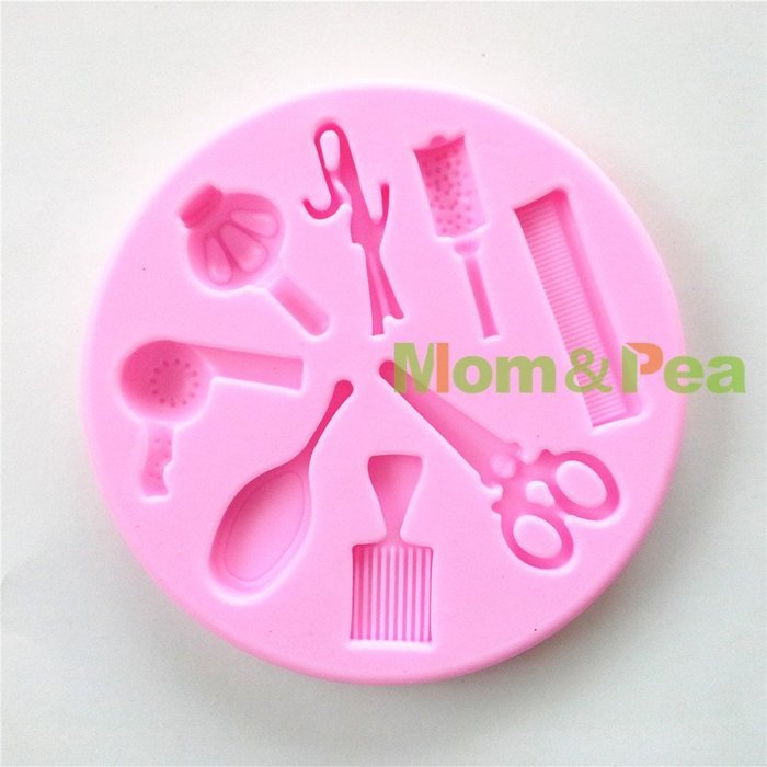 Mom&pea 0634 Hair Tools Shaped Silicone Mould for Fondant Cake Sugar Paste Cake Decoration 3d Cake Toppers Mold... N2