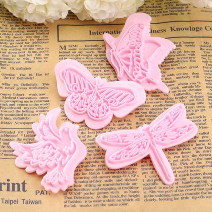 Cake & Cookie Cutters 4PCS Butterfly Bird Shade Fondant Cake Cookie Cutter Mould Plastic Mold N5