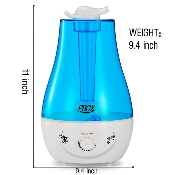 Ultrasonic Cool Mist Humidifier - Whisper Quiet with LED Nightlight - 3 Liter High Capacity with Whole House Humidifier...