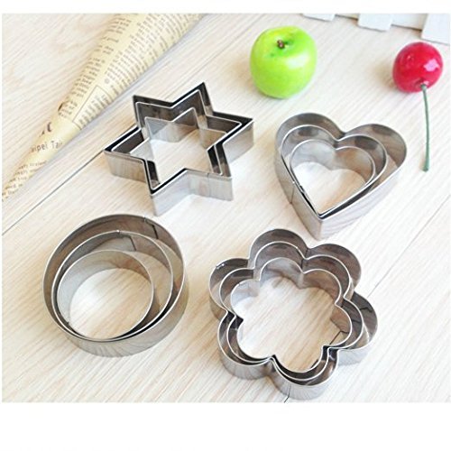 Teanfa Cake Biscuit Cookie Cutter Circle Star Flower Heart Pastry Baking Mold... N6