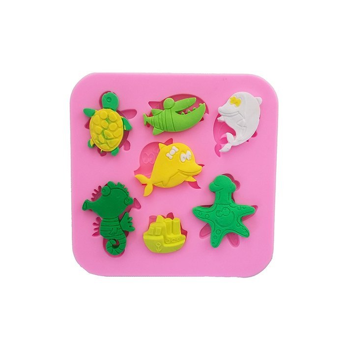 Wocuz WZ1511 Dolphins Turtles Shape Silicone Mold for Making Fondant Decoration of the Party Cake