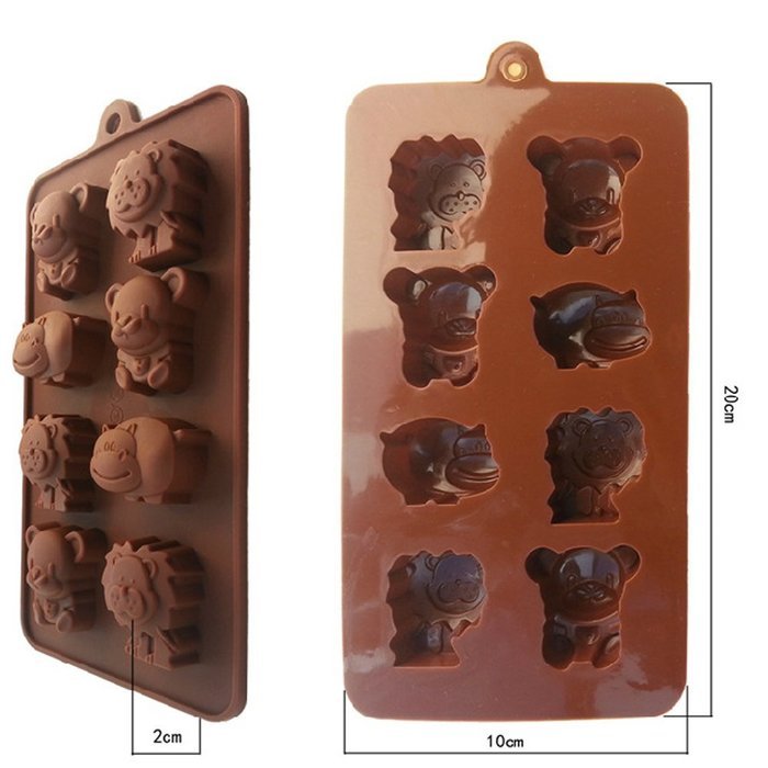 JLHua Candy Molds & Ice Cube Trays- Hippo, Lion & Bears-Silicone Chocolate Molds - Fun, Toy Kids Set